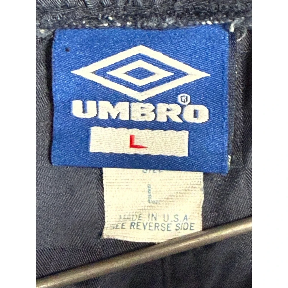 Vintage Umbro Navy Blue Checkered Soccer Shorts Made in USA Mens Large 90s Retro